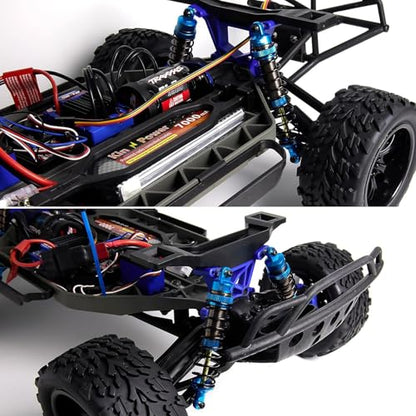 RC Car Oil Shocks Front & Rear Shock Absorber Damper Set for 1/10 TRX Slash 2WD / Hoss/Rustler 4X4 VXL/Slash 4X4 / Bandit/Ford/Stampede Replacement Parts #5862 (Blue) - color: Blue