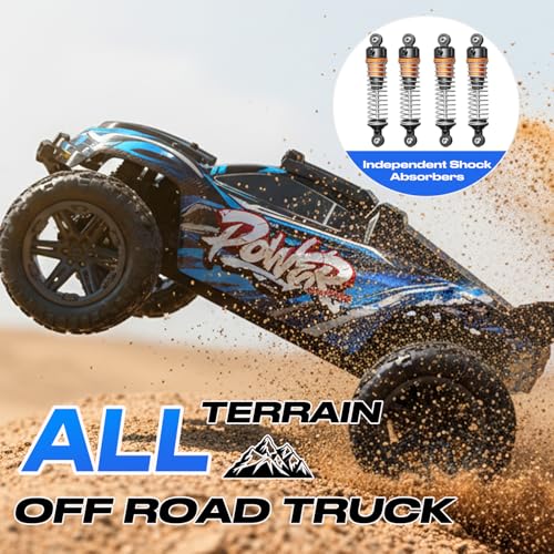 1:8 Scale RC Monster Truck, 50KM/H High Speed Off Road Racing Car | 2.4GHz Remote Control Climbing Vehicle with LED Lights, Dual 2600mAh Rechargeable Batteries, All Terrain Drift Truck