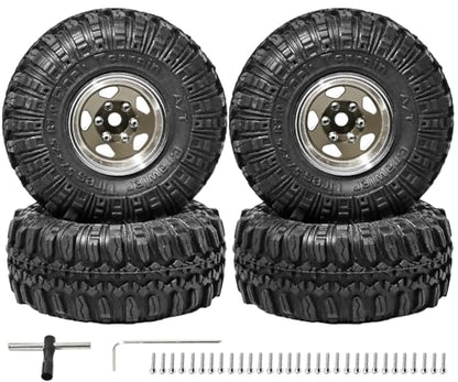 1.0 Beadlock Wheel Soft Tire Set RC Upgrade Part for Traxxas 1/18 TRX4M 1/24 RC Crawlers car Axial SCX24 FMS FCX24 Gladiator Bronco C10 JLU Deadbolt B17 Upgrade.(4Pcs/Set) - color: Bronze