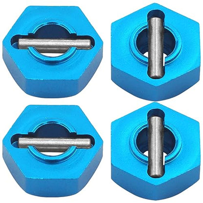 4PCS Vgoohobby Aluminum 12mm Wheel Hex Hubs Mount Adapter with 2x10 mm Pins Compatible with 1/10 RC Car Truck Truggy Buggy,Blue