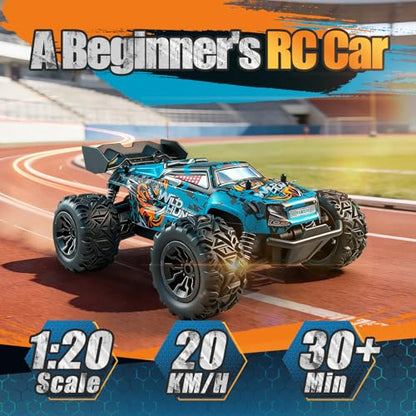 Remote Control Car for Kids, All-Terrain Remote Control Truck for Boys, Rechargeable Rc Truck, 1:20, 20KM/H, 2.4GHZ, Speed Friendly, Sturdy, Ideal Gift for Christmas, Birthday, Kids, Beginner (Blue) - color: Blue