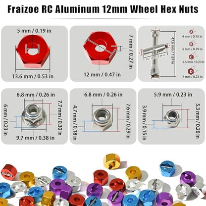 12mm Hex Wheel Hubs w/Axle Pins M4 Flange Lock Nut Standard M3 M4 Nut 5mm Thickness Aluminum Wheel Drive Adapter Replacement of 1654 for RC Traxxas 1/10 Slash 4x4, Stampede 4WD - color: Red