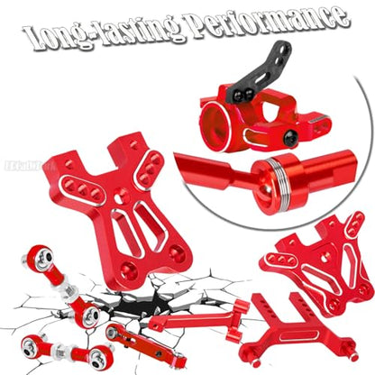RC Upgrades Part for 1/18 LaTrax Teton,Chassis,A Arms,Drive Shaft Axles,Caster Block,Steering Blocks,Rear Stub Axle Carriers,Links,Differential Housing,Shocks,Shock Tower,Body Mounts,Red