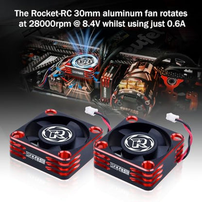 Surpass Hobby ESC Cooling Fan Heat Dissipation 28000RPM RC Cooling Fan Fitted Turbo ESC A3 for RC Car 1/8 1/10 (Red&Black) - color: Red&Black