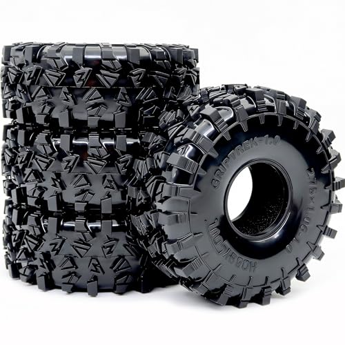 HOBBYSOUL 70mm Griptrek RC 1.0" Crawler Tires 4-Pack for SCX24 TRX4M | Super soft sticky mud tires, For 1/24 SCX24 & 1/18 TRX4M High Trail micro RC crawlers Upgrades - size: 1.0 tires - 70mm Tall