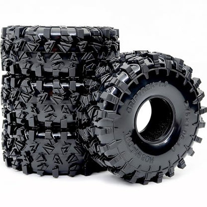 HOBBYSOUL 70mm Griptrek RC 1.0" Crawler Tires 4-Pack for SCX24 TRX4M | Super soft sticky mud tires, For 1/24 SCX24 & 1/18 TRX4M High Trail micro RC crawlers Upgrades - size: 1.0 tires - 70mm Tall