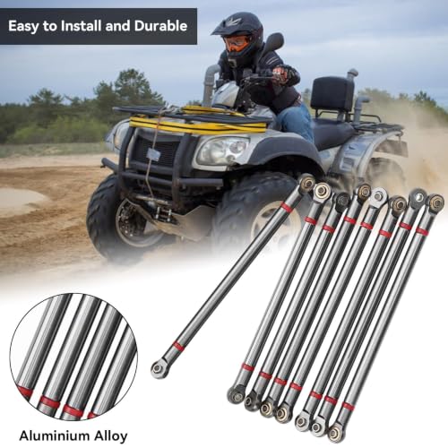 RC Link Rods, 8Pcs Aluminium Alloy Rod Links Linkage Chassis 313mm Wheelbase for Axial SCX10 1/10 Scale RC Crawler Car Steering Linkage Upper & Lower Upgrade Parts(Ti) - color: Ti