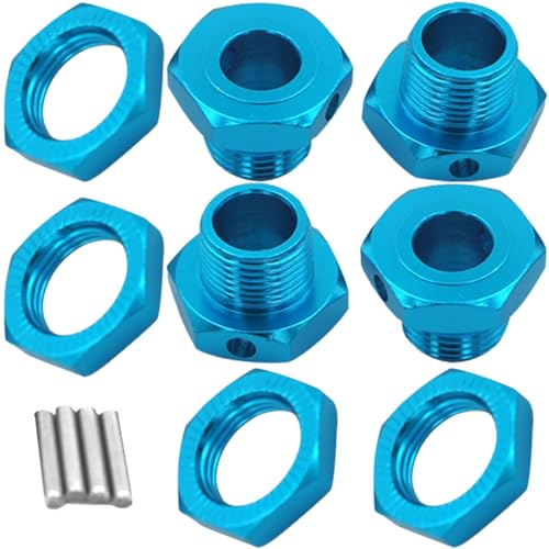4PCS Vgoohobby M17 17mm Aluminum Wheel Hex Hubs Tires Adapter Nut Compatible with HPI HSP Traxxas Losi Axial Kyosho Tamiya Redcat Himoto 1/8 RC Car Truck Buggy,Blue