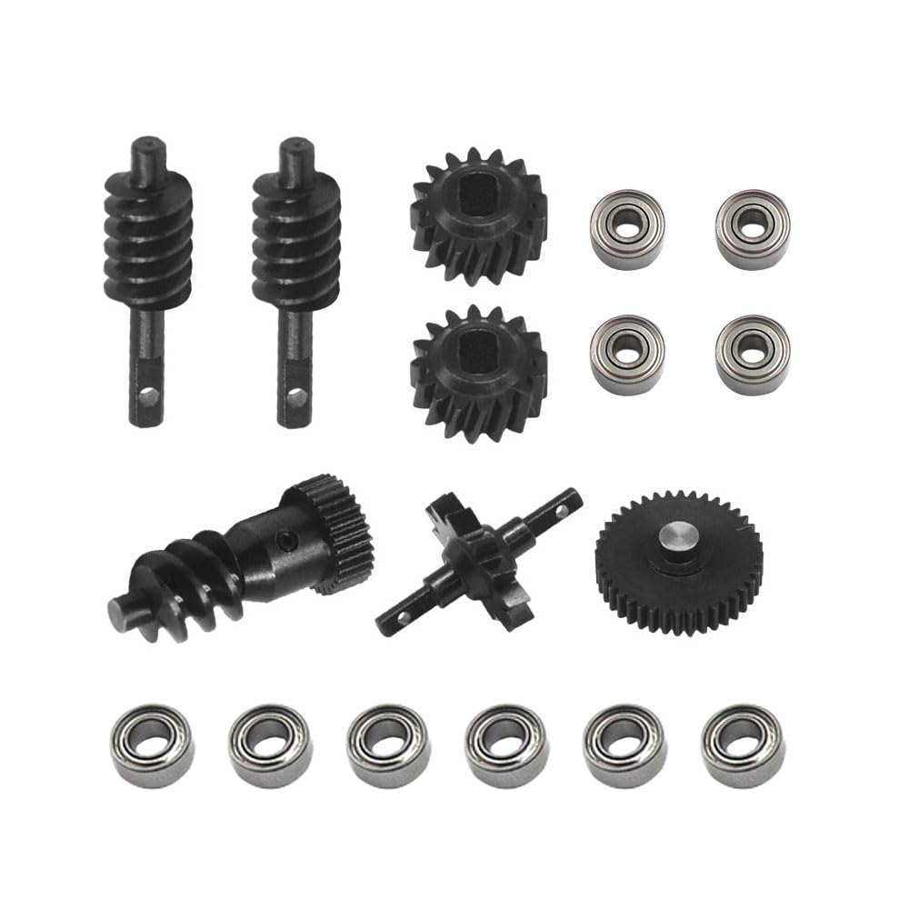 Hobby Details Aluminum Rear Axle Gear Box Skid Link Wheel Upgrade Set for 1/30 Axial SCX30 Jeep Wrangler RC Cars, Black and Gold (Carbon Steel Gearbox&Axle Gears&Bearing Set) - color: Carbon Steel Gearbox&axle Gears&bearing Set