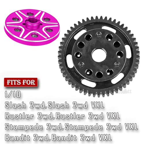 RCMYou RC 52T Slipper Clutch (0.8Mod) Transmission Gears Spur Gear Upgrades Part for 1/10 Slash 2wd VXL/Rustler 2wd VXL/Stampede 2wd VXL/Bandit 2wd VXL,Pink - color: Pink - (Upgrades)