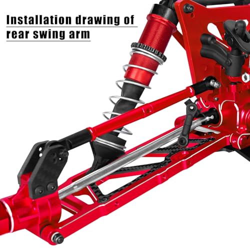 RC Carbon Fibre Suspension Arms Upgrades Part for 1/8 Kraton,Outcast,Notorious 6S BLX,Talion 6S BLX,Front Upper Lower and Rear Swing Arm Set with Pivot Balls Hops up,Red(6PCS)