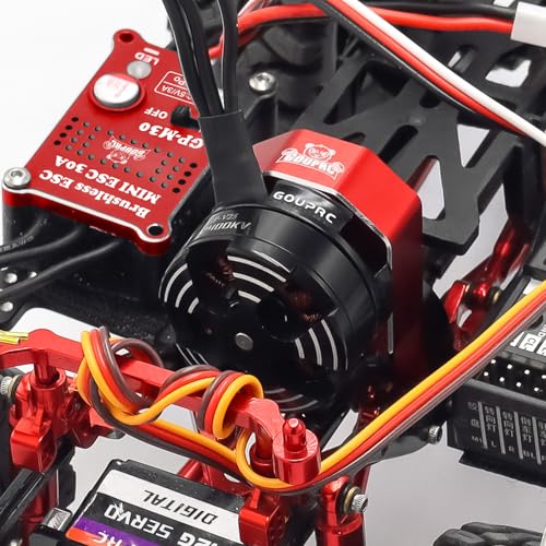 GOUPRC 2204 2400KV Brushless Outrunner Motor with Mount & 30A Brushless ESC Combo Kit for SCX24 Axial 1/24 Remote Control Crawler Truck Car Red - color: Black Red With No Transmission