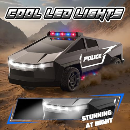 RC Police Car for Kids Ages 4-8, 1:22 Boys Remote Control Truck with Lights | Black RC Toy Car with Load Space, Birthday Gifts for Boys/Girls Age 4 5 6 7 8 9 10-12 - size: 1:22 RC Car (Police)