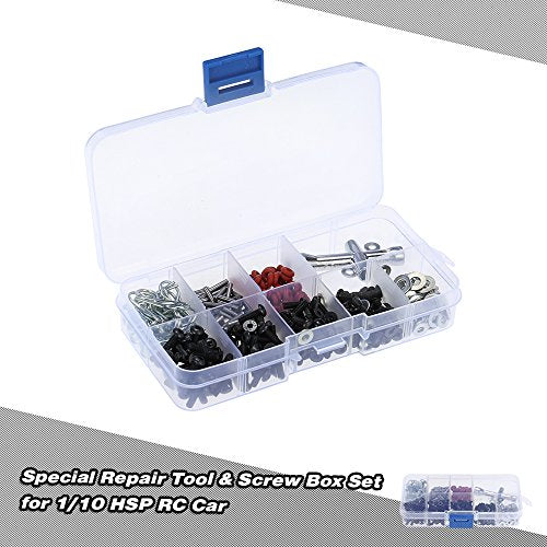 Aoresac 270Pc Machine Screws Set, Metal Material Fasteners Kit with Handy Reusable Plastic Container, Various Sizes Wrench for 1/10 HSP RC Car Tool