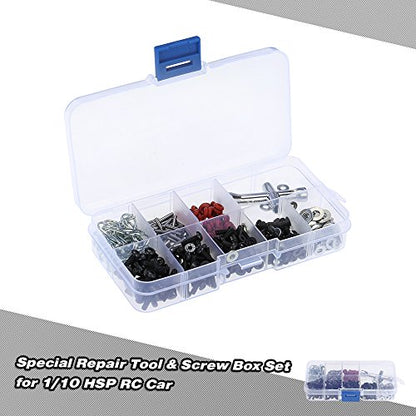 Aoresac 270Pc Machine Screws Set, Metal Material Fasteners Kit with Handy Reusable Plastic Container, Various Sizes Wrench for 1/10 HSP RC Car Tool