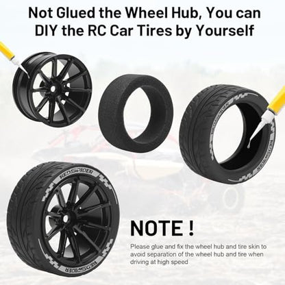 1/10 RC On Road Tires and Aluminum Wheels, daitoku 12mm RC Rally Racing Tires for 1/10 Tamiya TT01 TT02 XV01 TA06 A959 PTG2 HPI KYOSHO PTG2 Traxxas - Style C (Black) - color: Style C (Black)