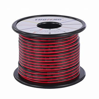 TUOFENG 22awg Electrical Wire 100 ft 22 Gauge Led Wire 2 Pin Extension Cable Wire Red Black Wires 12V/24V DC Cable for Led Strips Single Colour - size: 22 AWG 2 Parallel PVC Wire 100ft