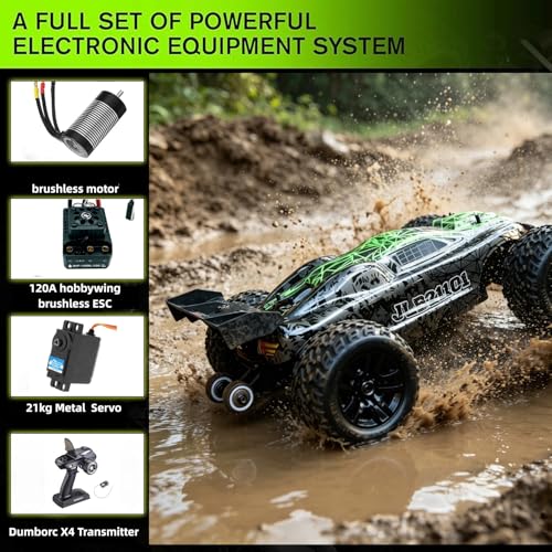 JLBRACINGRC 1/10 Brushless Fast RC Cars for Adults,4WD Monster Truck，Max 50+mph High Speed RC Truck,All Terrain RC Truggy Waterproof Off Road Remote Control Car（No Battery）