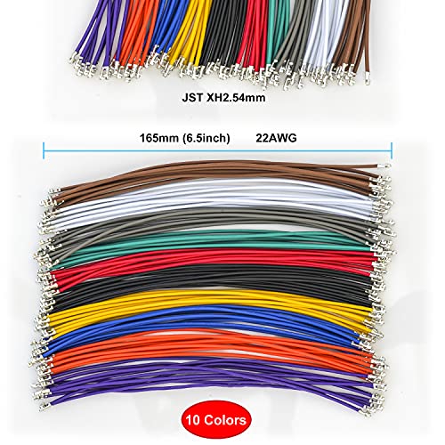 JST Connector Kit 2.5mm Pitch JST-XH 2.54 Female Connector with Premium 22AWG Pre-Crimped Cables,XH 2.54mm Connector 2/3/4/5/6/7/8/9/10 Pin Female Housing (XH-MM-Kit) - size: JST-2.5MM-XH