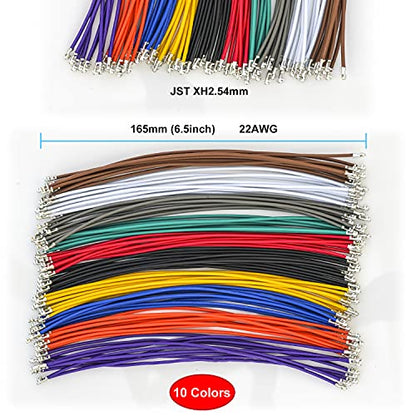 JST Connector Kit 2.5mm Pitch JST-XH 2.54 Female Connector with Premium 22AWG Pre-Crimped Cables,XH 2.54mm Connector 2/3/4/5/6/7/8/9/10 Pin Female Housing (XH-MM-Kit) - size: JST-2.5MM-XH