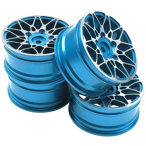 ShareGoo Metal Wheel Rims RC 12mm Hex Hubs 1/10 RC Drift On-Road Racing Touring Wheel Rim Compatible with HSP Tamiya Kyosho RedCat Sakura WLtoys Universal 1/10 RC Scales (Blue) - color: Blue