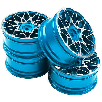 ShareGoo Metal Wheel Rims RC 12mm Hex Hubs 1/10 RC Drift On-Road Racing Touring Wheel Rim Compatible with HSP Tamiya Kyosho RedCat Sakura WLtoys Universal 1/10 RC Scales (Blue) - color: Blue