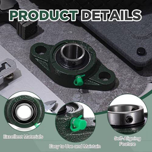 Threlaco 10 Pack Ucfl205-16 Pillow Block Bearing 1 in Bore Shaft Flange Mount Ball Bearing Unit 2-Bolt, Self Aligning Cast Iron Housing, Set Screw Locking Style Flange Pillow Block - style: UCFL205-16