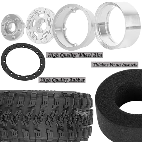 2.2in Aluminium Wheels&Wheel Rim Tires Beadlock Wheel&Wheel Hub Rim Upgrades Part for 1/10 SCX10 SCX10II SCX10III 90046 TRX4 D90.4PCS(135 * 55MM),Silver - color: Silver（4pcs）
