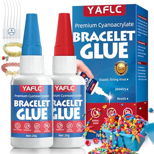 Jewelry Glue for Elastic String, Bracelet Glue for Elastic String 40g | Cyanoacrylate Glues for Jewelry Making, Knot Fixing Drip Adhesive, Plastic Bracelet, Metal and Stone, Bead Charms, DIY Crafts - style: Bracelet Glue