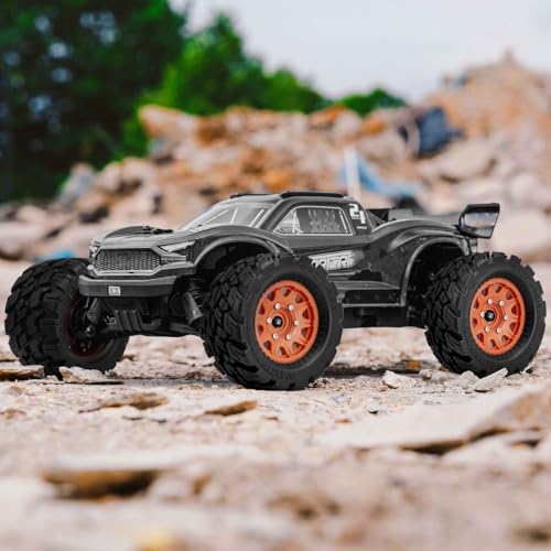 OGRC Wheels and Tires 12mm/14mm Hex RC Truck Tires with Foam Inserts for 1/10 Scale Arrma Granite Axial Losi Redcat Rc4wd RC Monster Truck Buggy (Orange)