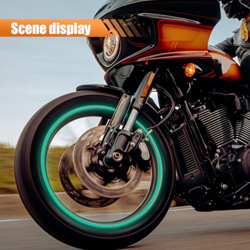 16PCS 17''-19'' Reflective Wheel Rim Stripe Decal Sticker, Vinyl Anti-Scratch Night Safety Warning Stripe Sticker, Water-Resistant Vehicle Exterior Tire Body Decal for Car Bicycle (Green) - color: Green