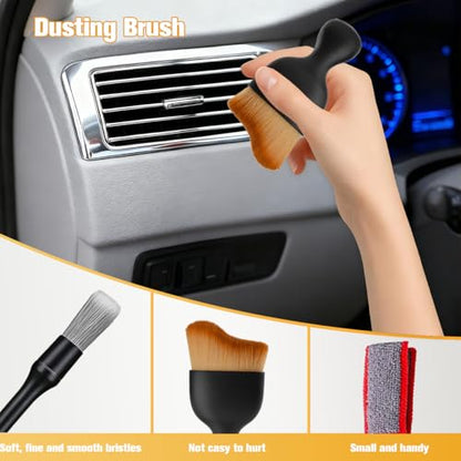 4PCS Car Detailing Brush Kit, Including 1 Ultra Soft No Scratch & 3 Vent Cleaning Brushes, Multi-Use Automotive Interior Detailing Kit, Universal for Most Vehicles - size: 4PCS