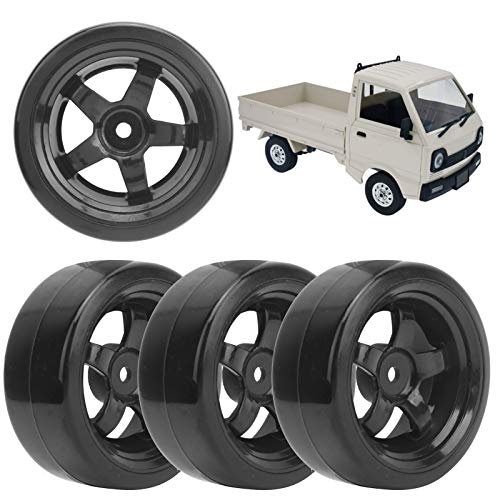 RC Wheel Rim Tire, Wear‑Resistant 63mm RC Hard Plastic Tyres for RC 1/10 On-Road Racing Car and Drift Car for WPL D12 1/10 RC Car