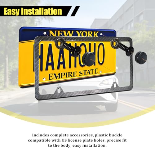 Anti-Theft License Plate Screws Kit, M6 1/4" Stainless Steel Rust-Proof Tag Frame Mounting Bolt Fastener, Tamper Proof Auto Tag Plate Screw Nut Caps Cover Kit, Universal Fit