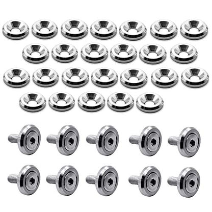 STETION 25 Pcs Fender Bumper Washer Bolt Stainless Steel M6x20mm CNC Finishing Washer Engine Bay Dress Up Fastener Kit (SS) - color: SS