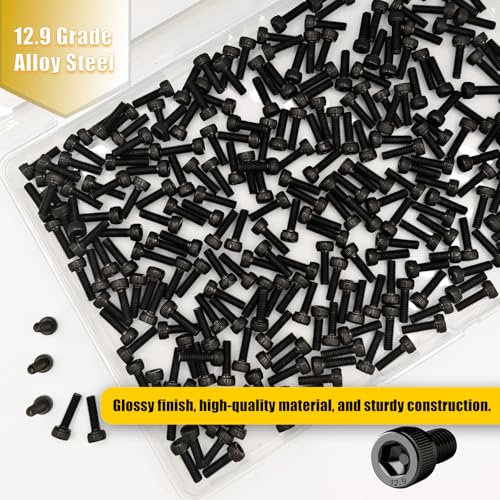 M3x10mm Screws 250pcs Hex Socket Cap 12.9 Steel Black Zinc Fully Thread | Allen socket drive head cap screws bolts fully thread machine screws - size: M3*10mm 250pcs