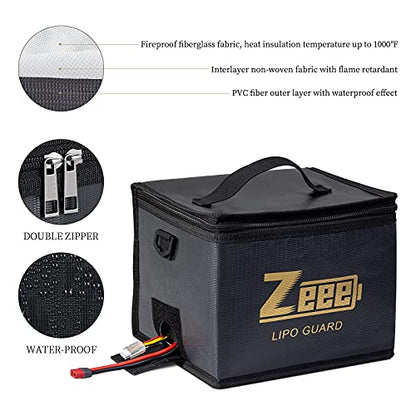 Zeee Lipo Bag Fireproof Battery Safe Bag Explosionproof Bag Lipo Battery Storage Guard Safe Pouch for Charge and Storage (2 Pack)
