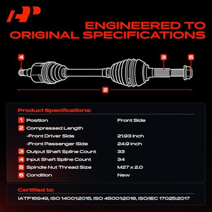 A-Premium Set of 2 Front Axle Shaft Assembly | Compatible with Chevy, Buick, Pontiac & Olds - Impala, Monte Carlo, Venture, LaCrosse, Allure, Century, Regal, Grand Prix