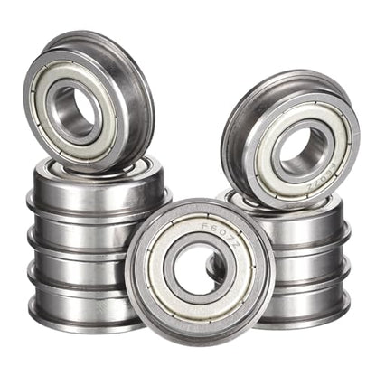 F607ZZ Flanged Ball Bearing, ID 7mm x OD 19mm x Width 6mm Miniature Bearings, Double Metal Shielded Deep Groove Bearings, Pre-Lubricated (GCr15) Chrome Steel 10pcs - size: F607ZZ 7mmx19mmx6mm