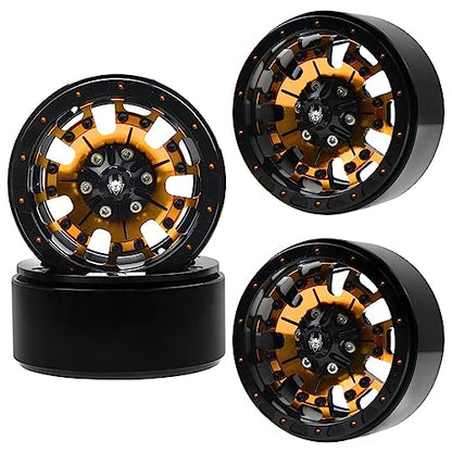 ShareGoo Metal 1.9inch Beadlock Wheel Rims 12mm Hex Hubs 10-Spoke Compatible with Traxxas TRX4 Axial SCX10 RC4WD D90 D110 Tamiya CC01 MST Redcat Gen8 1/10 RC Crawler Car (Yellow) - color: Yellow