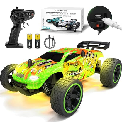 Tecnock RC Cars for Kids, 1:18 Scale 2WD RC Car with USB-C Easy Charging, 2.4GHz Remote Control Car with LED Lights & 50 Mins Playtime, Toys Gifts for Boys & Girls Ages 8-12 - color: Light Green