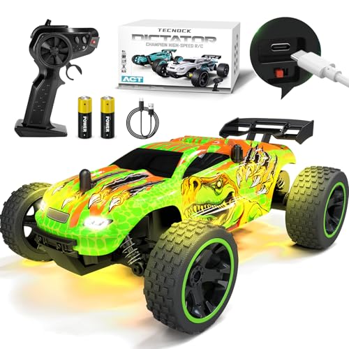 Tecnock RC Cars for Kids, 1:18 Scale 2WD RC Car with USB-C Easy Charging, 2.4GHz Remote Control Car with LED Lights & 50 Mins Playtime, Toys Gifts for Boys & Girls Ages 8-12 - color: Light Green