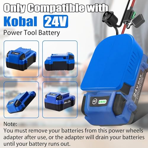 for Power Wheels Adapter Compatible with Kobalt 24V Battery,Kobalt Battery adapter with Fuse & Wire terminals, Power Connector for Robotics, DIY, Compatible for KB224-03 KB424-03 KB524-03 KB624-03 - style: for Kobalt 24V Battery Adapter