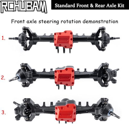 RCHUBAM Front & Rear Axle with Steering Link for TRX4M 1/18 RC Upgrade Part (Standard Axles Set) | Aluminum,Complete Portal Axle Set,CNC Machined - style: Standard Axles Set