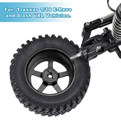 kingsea RC Front & Rear Aluminum Wheel Hubs Hex Driver Adapter 12 mm Upgrade 7154 Compatible with Traxxas 4x4 Slash E-Revo Summit 1/16 Truck Car - color: Black