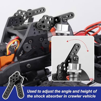 4Pcs Metal CNC RC Car Shock Absorber Mount Adjust Height Angle Stand for Axial SCX10 90046 D90 D110 SCX10III RC Crawler Upgrades (Black) - color: Black