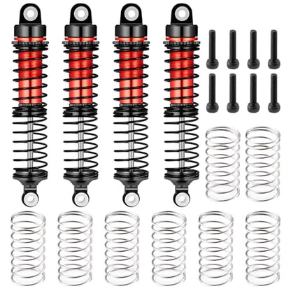 All Metal Shocks Front Rear Oil Shocks Absorber for Tra-xxas 1/18 LaTrax Teton Desert Prerunner Shock Absorber Damper Set 1/18 RC Upgrades Parts Replace Parts 7660 7665(4-Pack) (Red) - color: Red