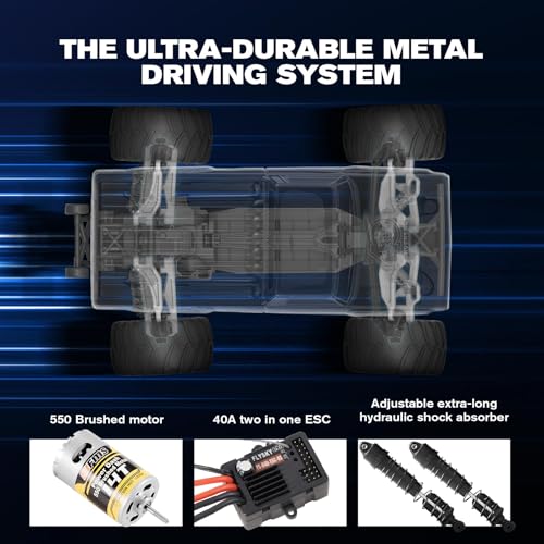 FMS 1/10 RC Truck Ford F-100,2WD Monster Truck with Licensed Body, 550 Brushed Motor, Oil Shocks, Independent Suspension – All-Terrain RC Crawler, High Speed Off-Road RC Car for Gift(Red First Blood) - color: Red First Blood