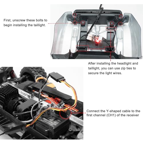 LRFHL 1/16 1/14 RC Light Bar RC LED Light Lamp Kit | for Arrma 1/16 1/14 Mojave Grom 4X4 RTR Brushed Desert Truck, Headlight Taillight Turn Signal Flashing Front and Rear Lights