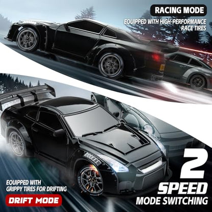 1/24 4WD RC Drift Car, 2.4GHz 20KM/H High Speed Remote Control Racing Car with Drifting Tires, Gift for Kids Adults - color: Black